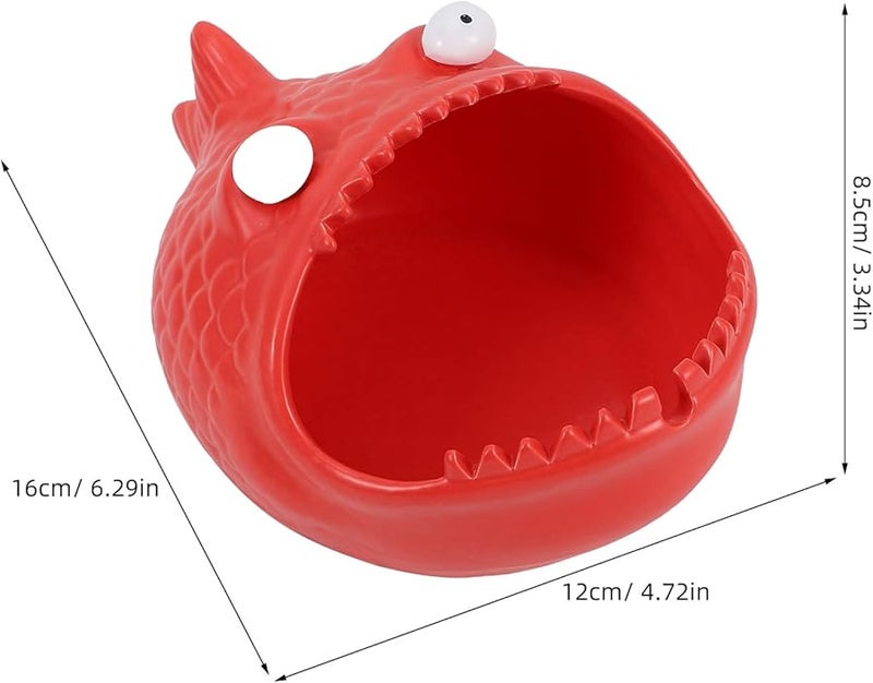 Red Fish Shaped Windproof Ceramic Ashtray Portable Desktop Ornament For Home Office Travel - Image 2